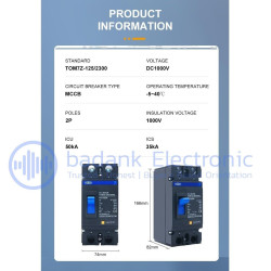 MCCB DC 2P 250A 1000V Molded Case Circuit Breaker Panel Surya PLTS